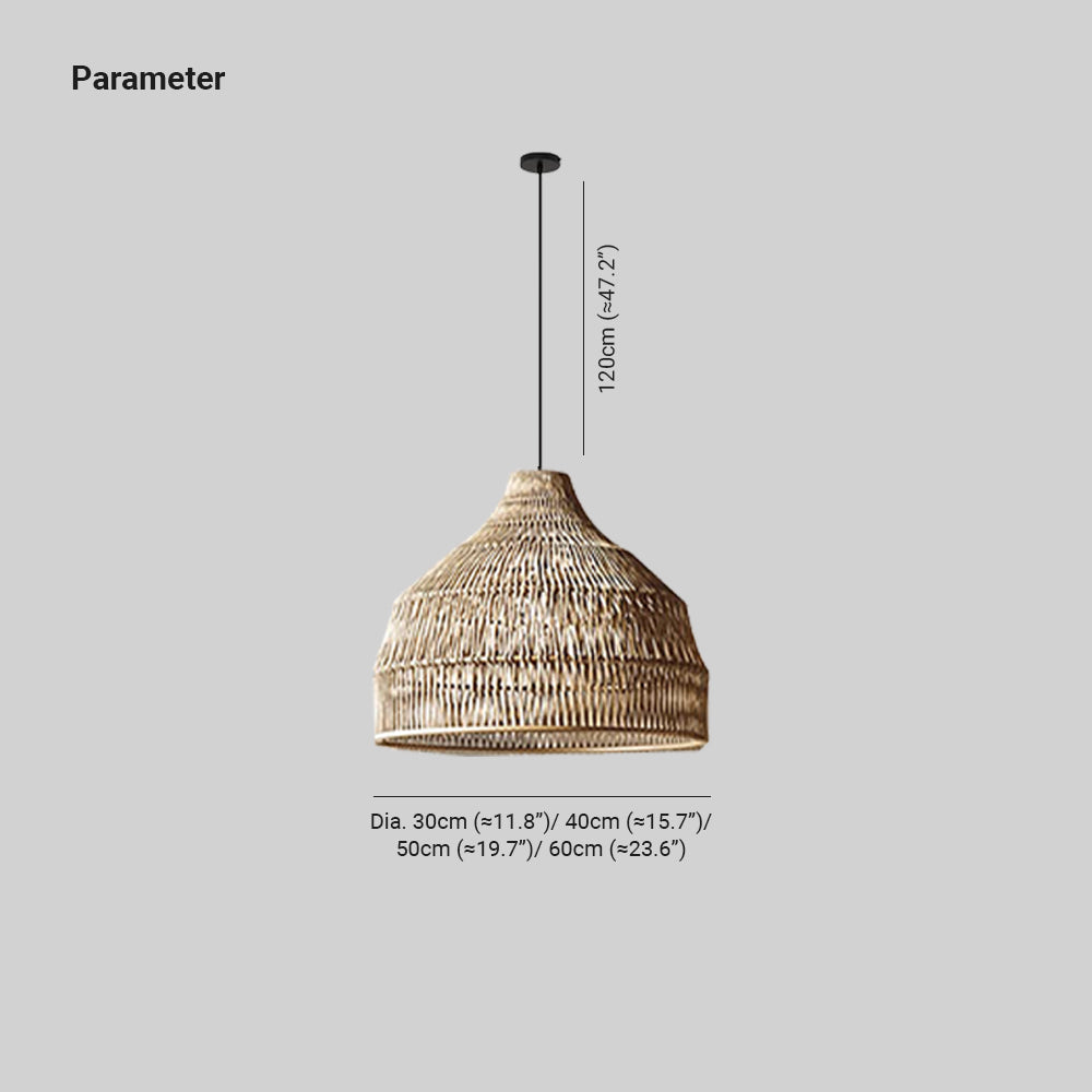 Lampada a sospensione in rattan Muto — design zen vintage giapponese