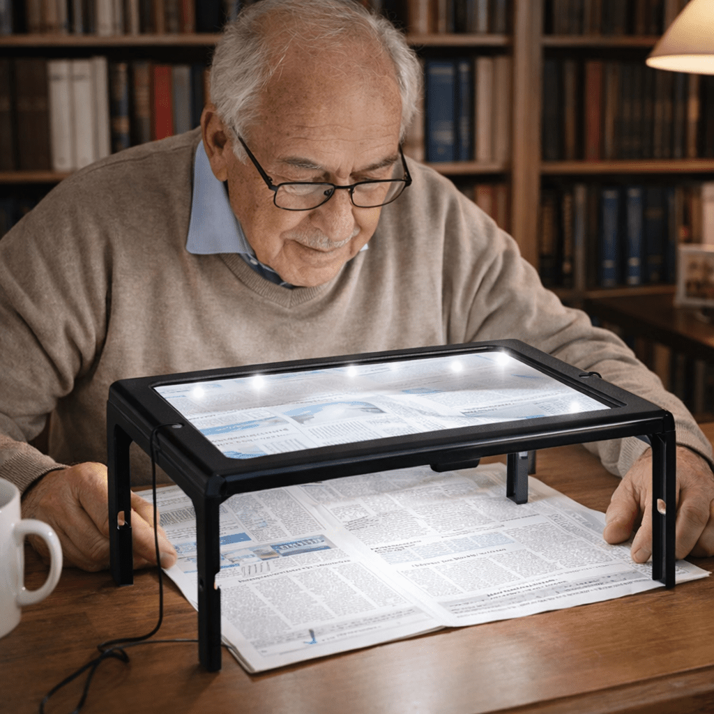 Kolay Okuma için LED Işıklı Katlanabilir 3x Büyüteç