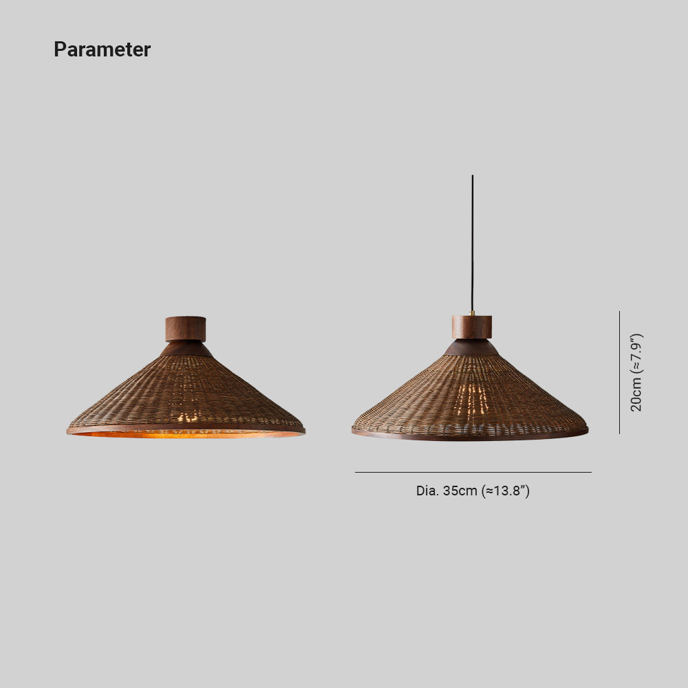 Suspension LED Silva au design rétro — Abat-jour en rotin fabriqué à la main et durable
