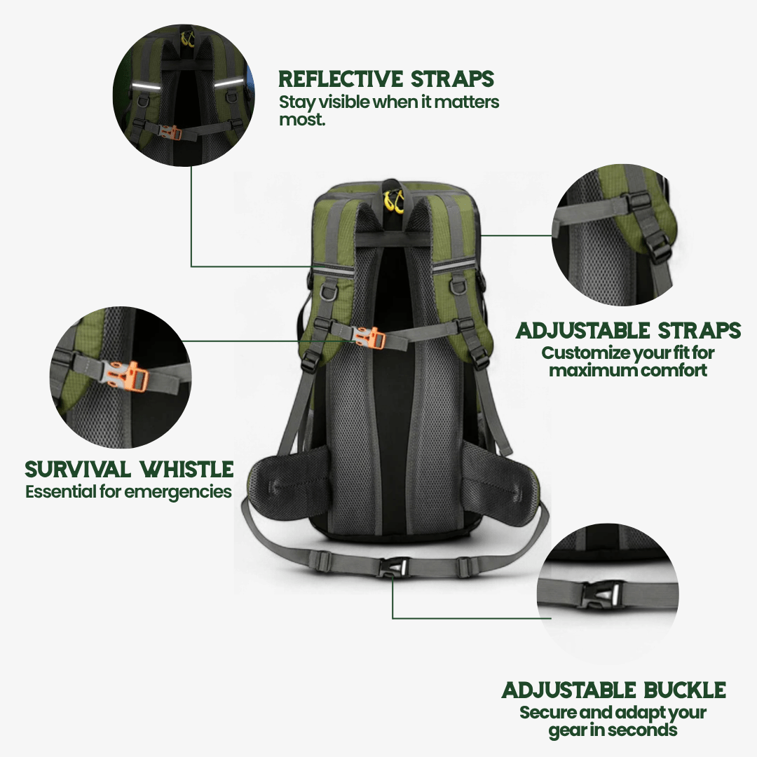 SummitForge 50-Liter-Wanderrucksack mit atmungsaktivem Rückenteil und Schuhfach