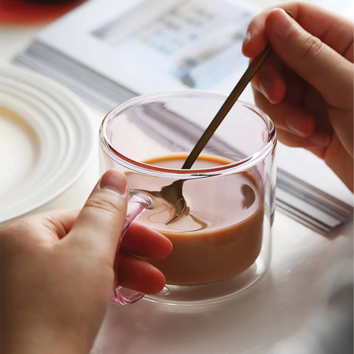 Tasse en verre ambré - Tasse à café et thé durable et résistante à la chaleur