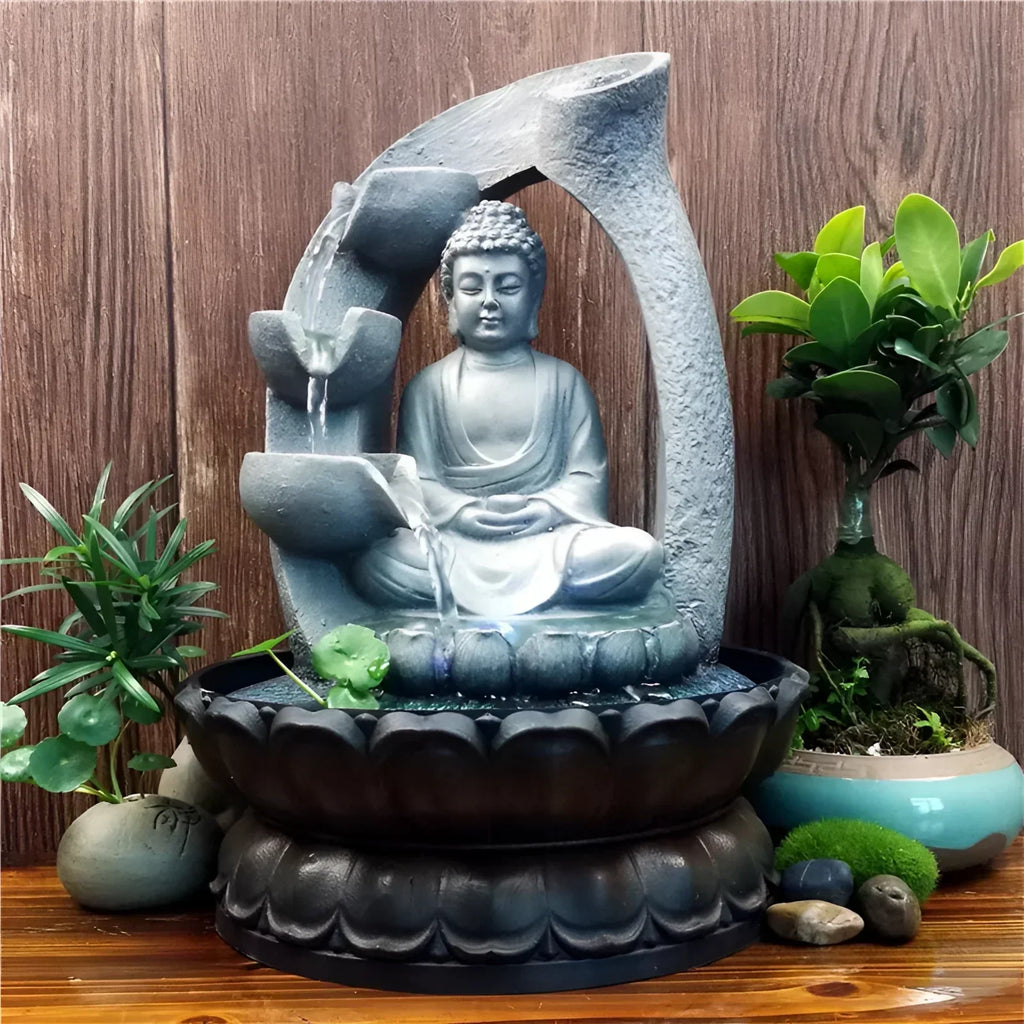 Fontaine LED Bouddha : décoration zen de méditation et feng shui