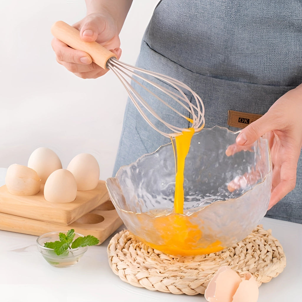 Set di utensili da cucina ecologici in silicone con manici in bambù