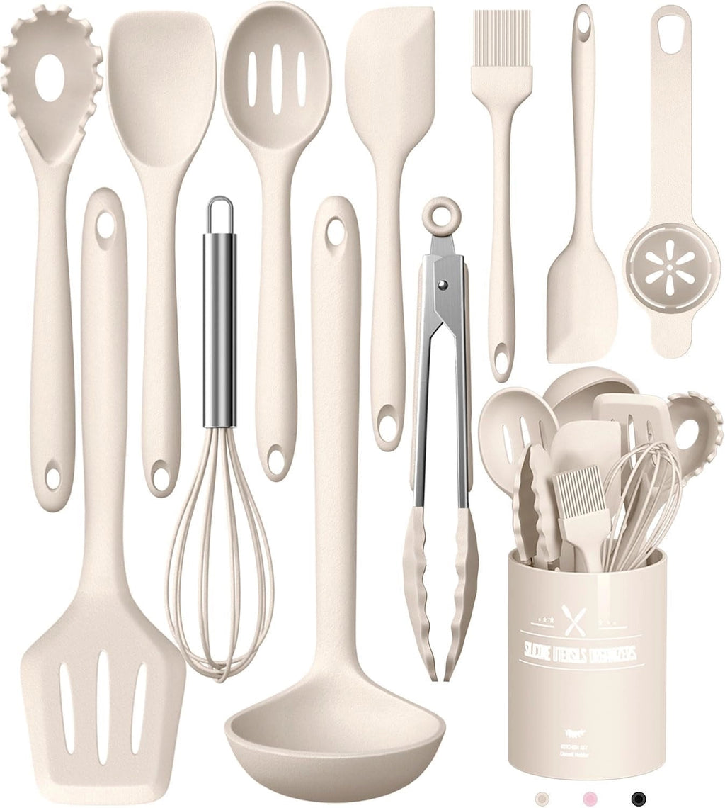 Set Alat Dapur Silikon Gading - Anti Lekat, Tahan Panas, Ergonomik