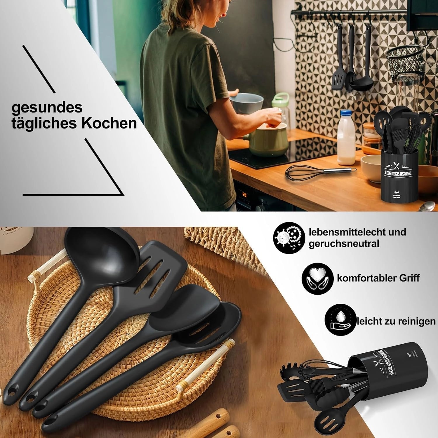 Set Alat Dapur Silikon Gading - Anti Lekat, Tahan Panas, Ergonomik