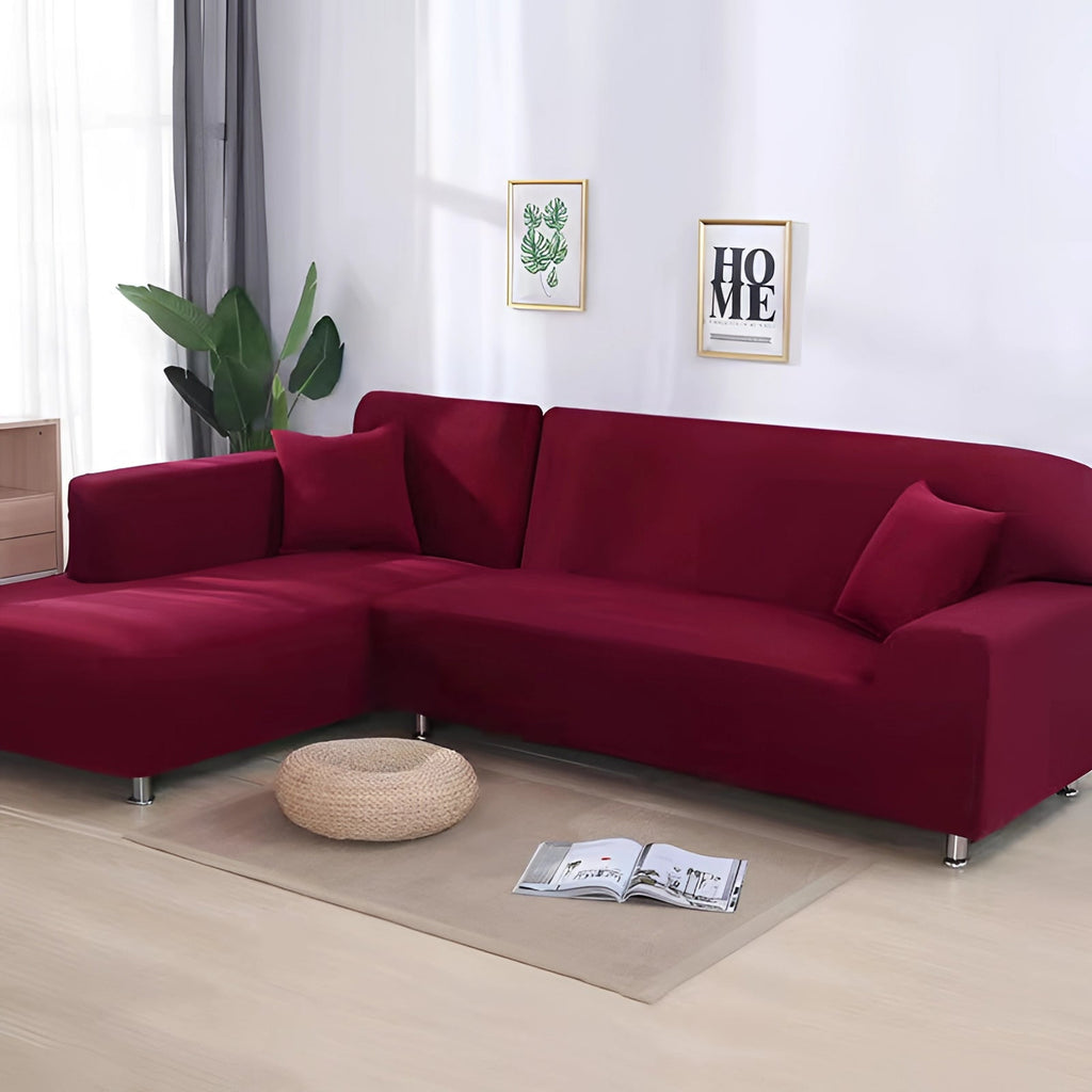 Luxuriöse schwarze Ecksofa-Abdeckung – moderne L-förmige Sofabezug mit Chrombeinen
