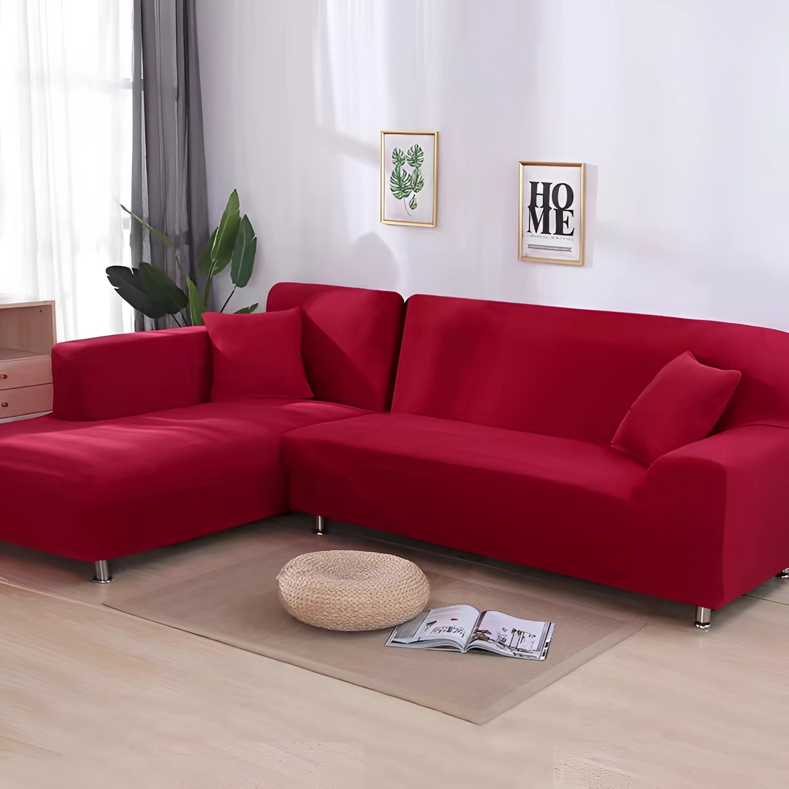 Luxuriöse schwarze Ecksofa-Abdeckung – moderne L-förmige Sofabezug mit Chrombeinen