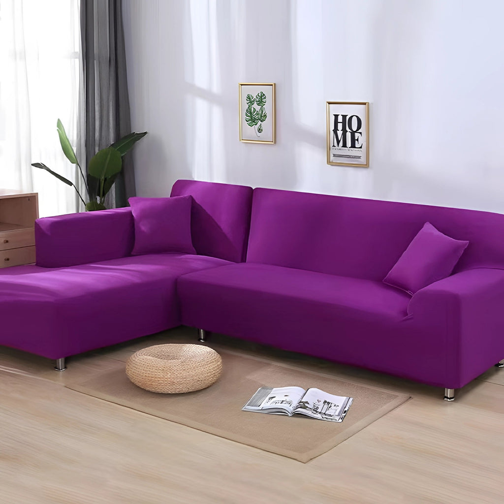 Luxuriöse schwarze Ecksofa-Abdeckung – moderne L-förmige Sofabezug mit Chrombeinen