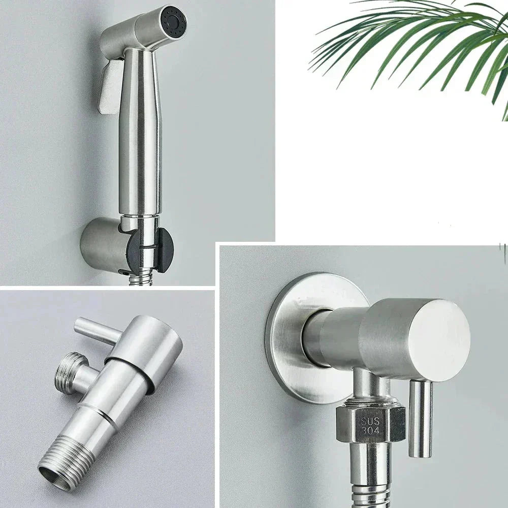 Pulvérisateur de bidet portatif moderne en acier inoxydable - Kit d'installation facile