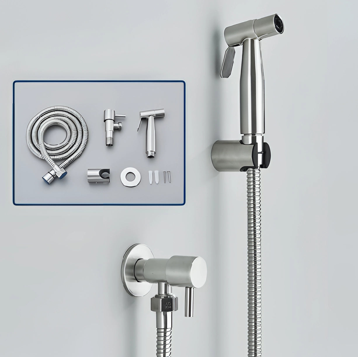Pulvérisateur de bidet portatif moderne en acier inoxydable - Kit d'installation facile