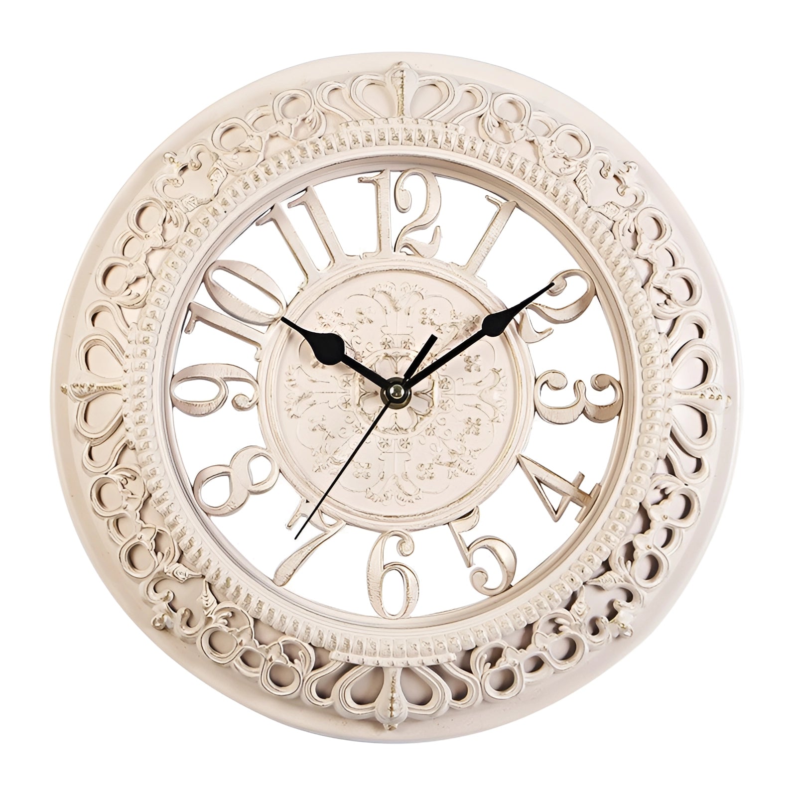 Reloj de Pared Blanco Vintage Ornamental con Números Romanos