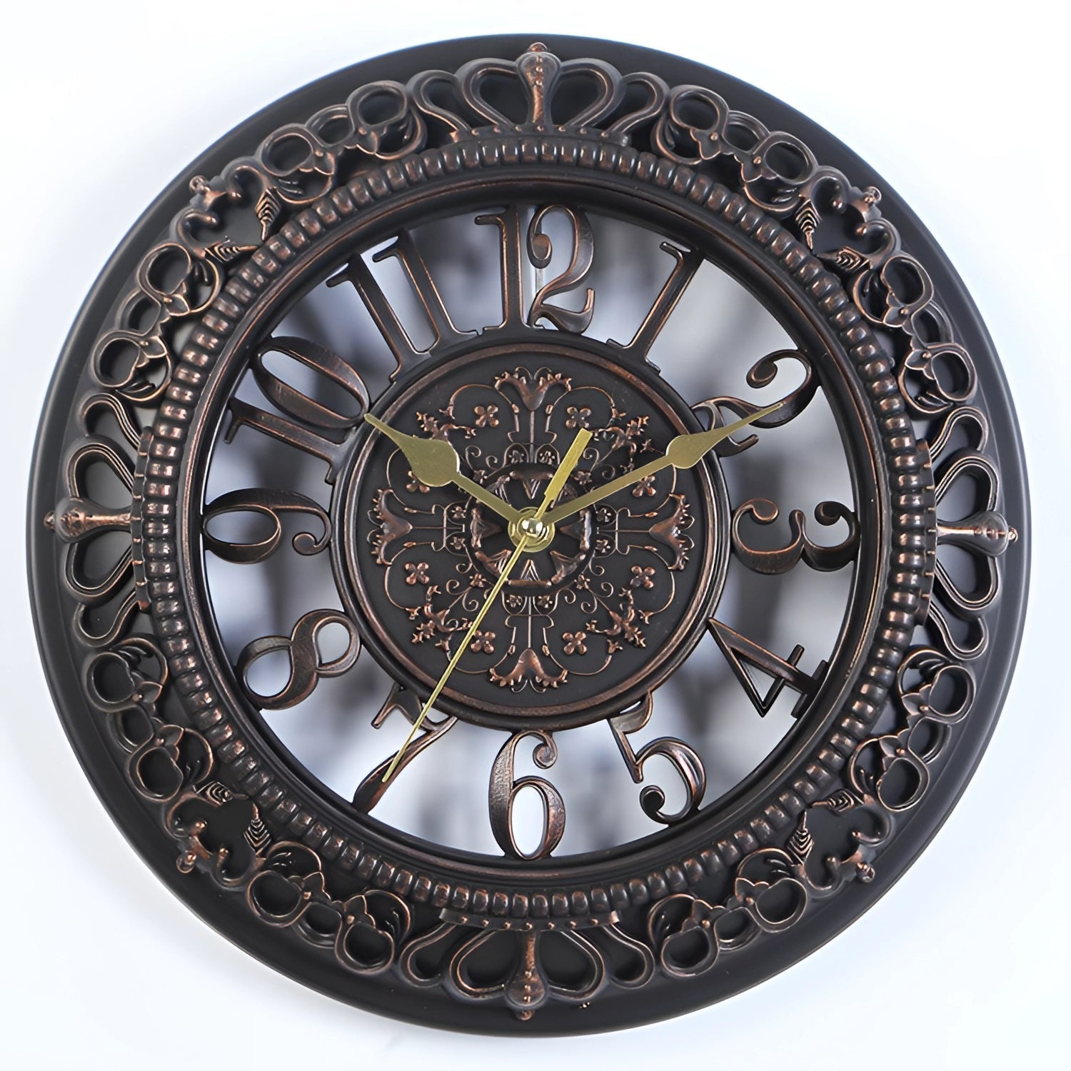 Reloj de Pared Blanco Vintage Ornamental con Números Romanos