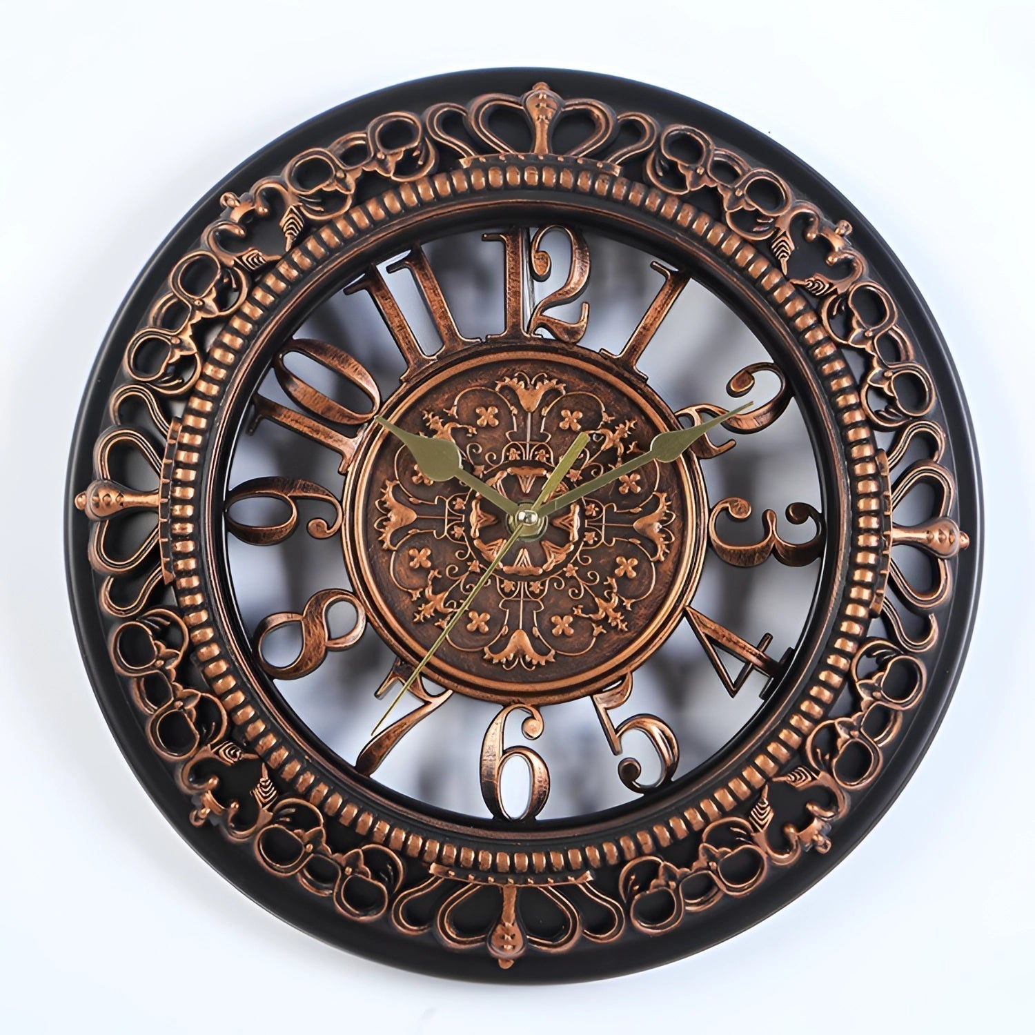 Reloj de Pared Blanco Vintage Ornamental con Números Romanos