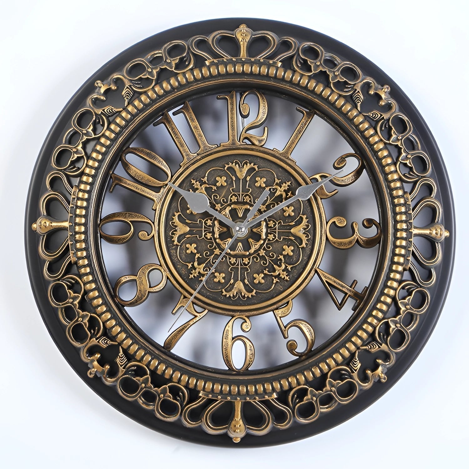 Reloj de Pared Blanco Vintage Ornamental con Números Romanos