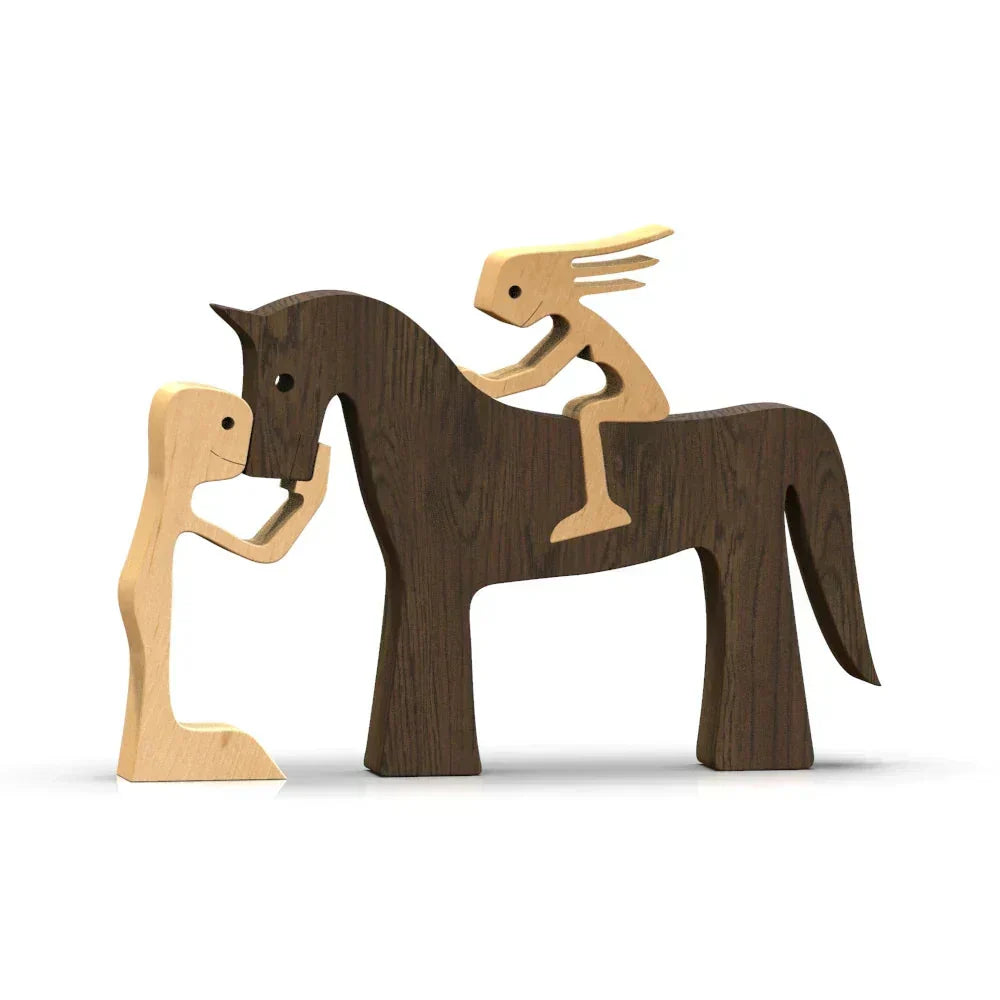 Sculpture de chien en bois avec écharpe rayée - figurine festive pour les fêtes