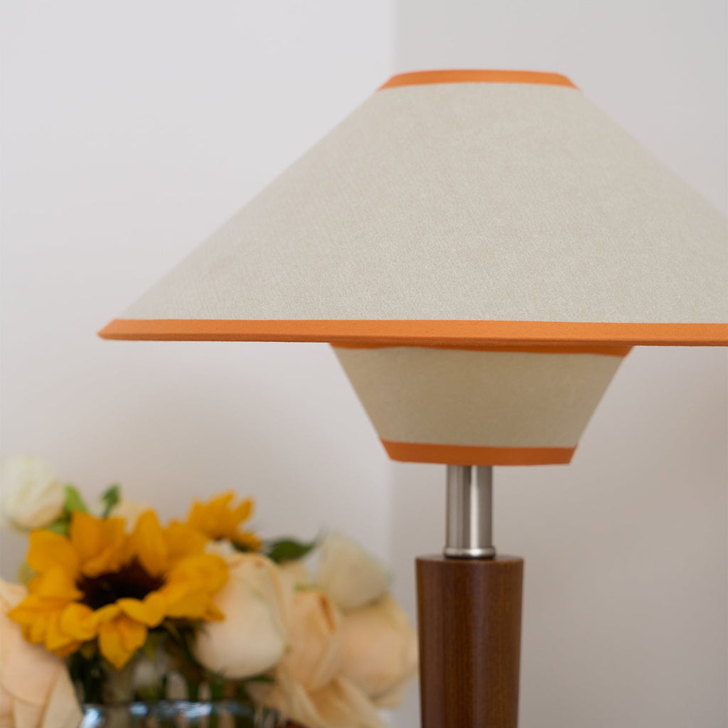 Talonwood Table Lamp — ∅11.8″ × H17.3″, Tan And Walnut Variant