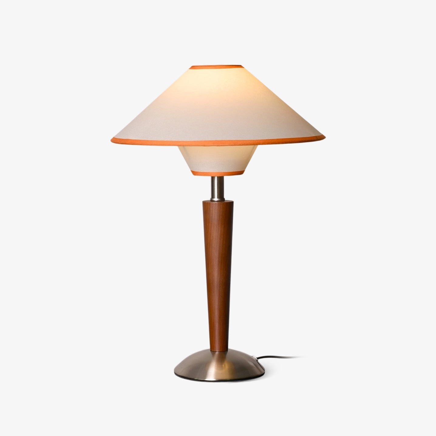 Talonwood Table Lamp — ∅11.8″ × H17.3″, Tan And Walnut Variant
