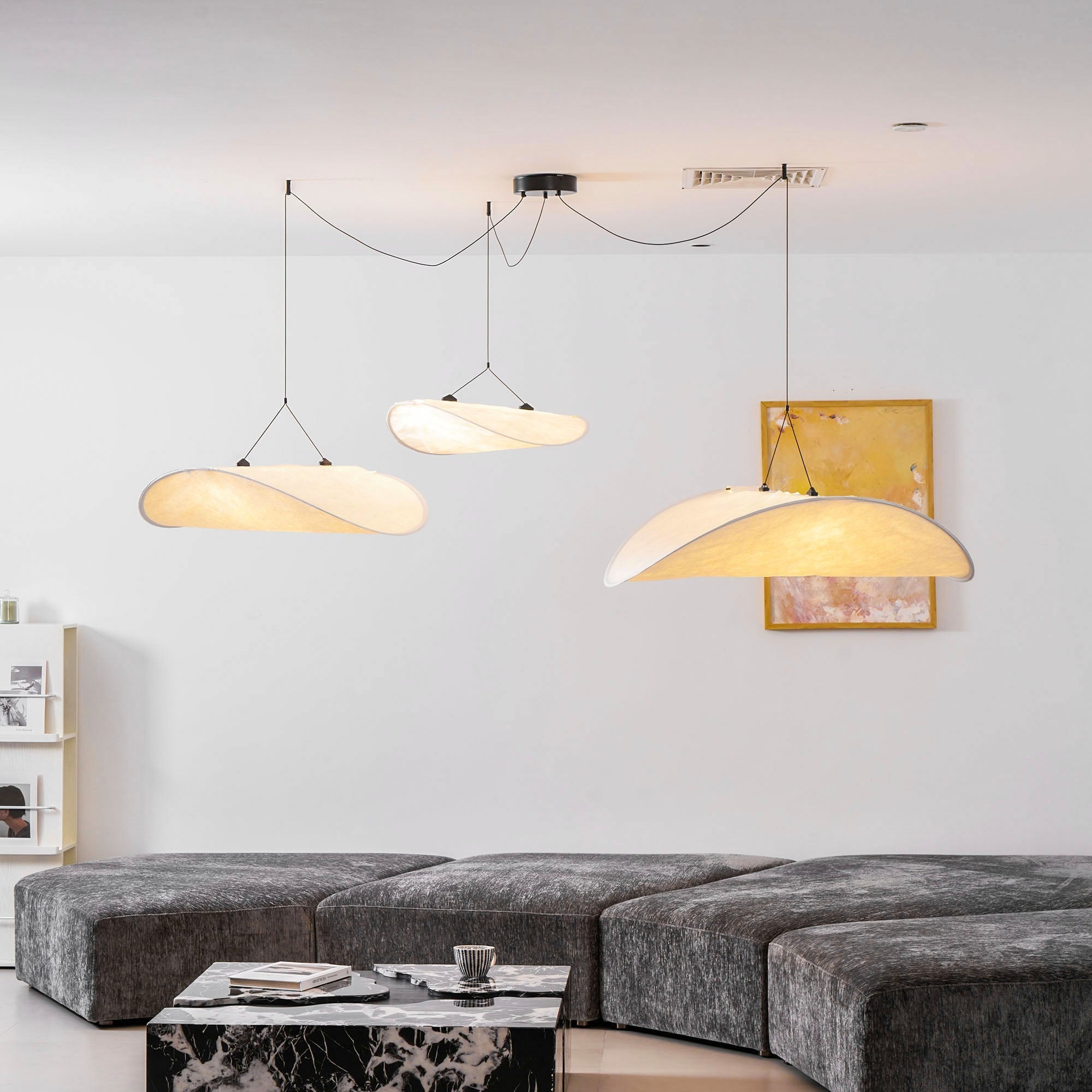 Tense Tyvek Pendant Lamp — Multi-Disc Arrangement