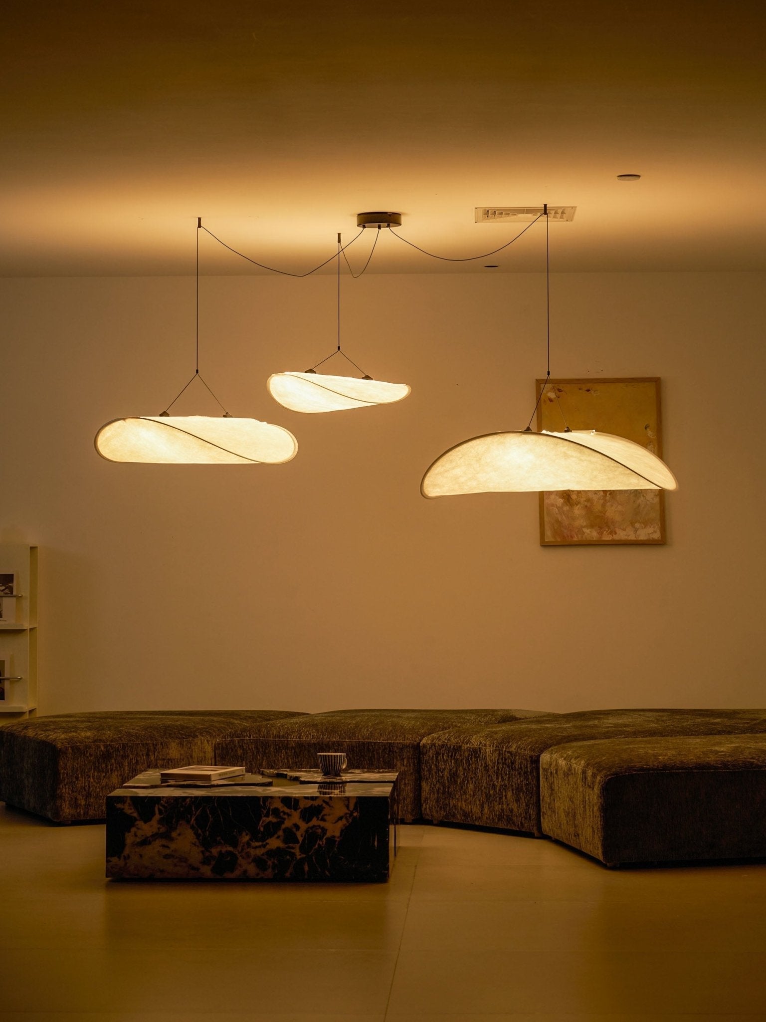 Tense Tyvek Pendant Lamp — Multi-Disc Arrangement