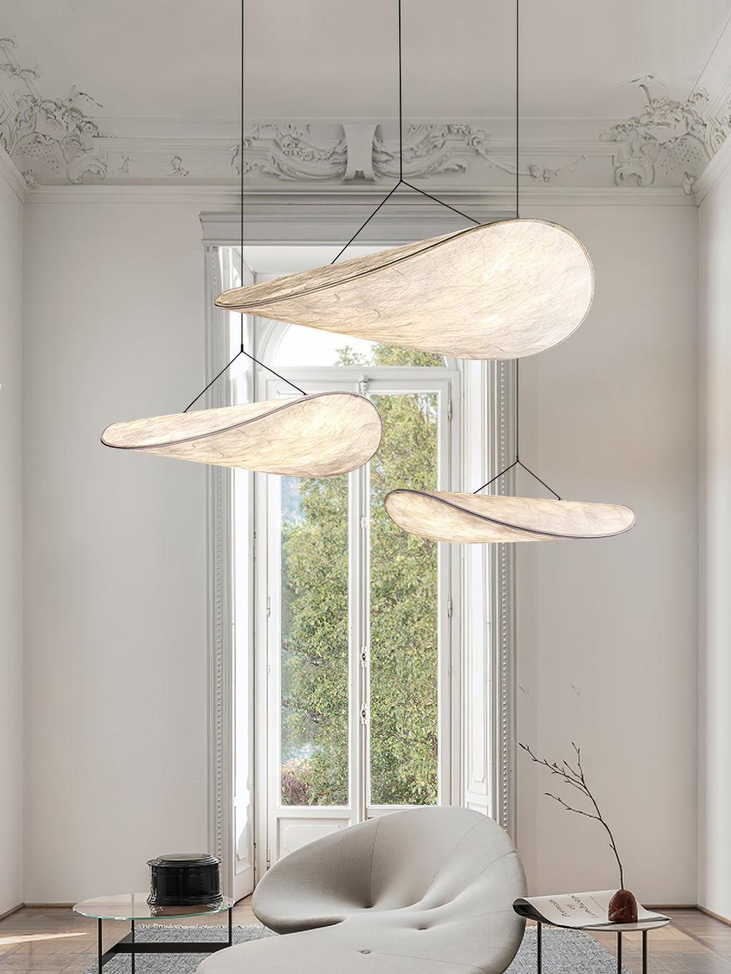 Tense Tyvek Pendant Lamp — Multi-Disc Arrangement