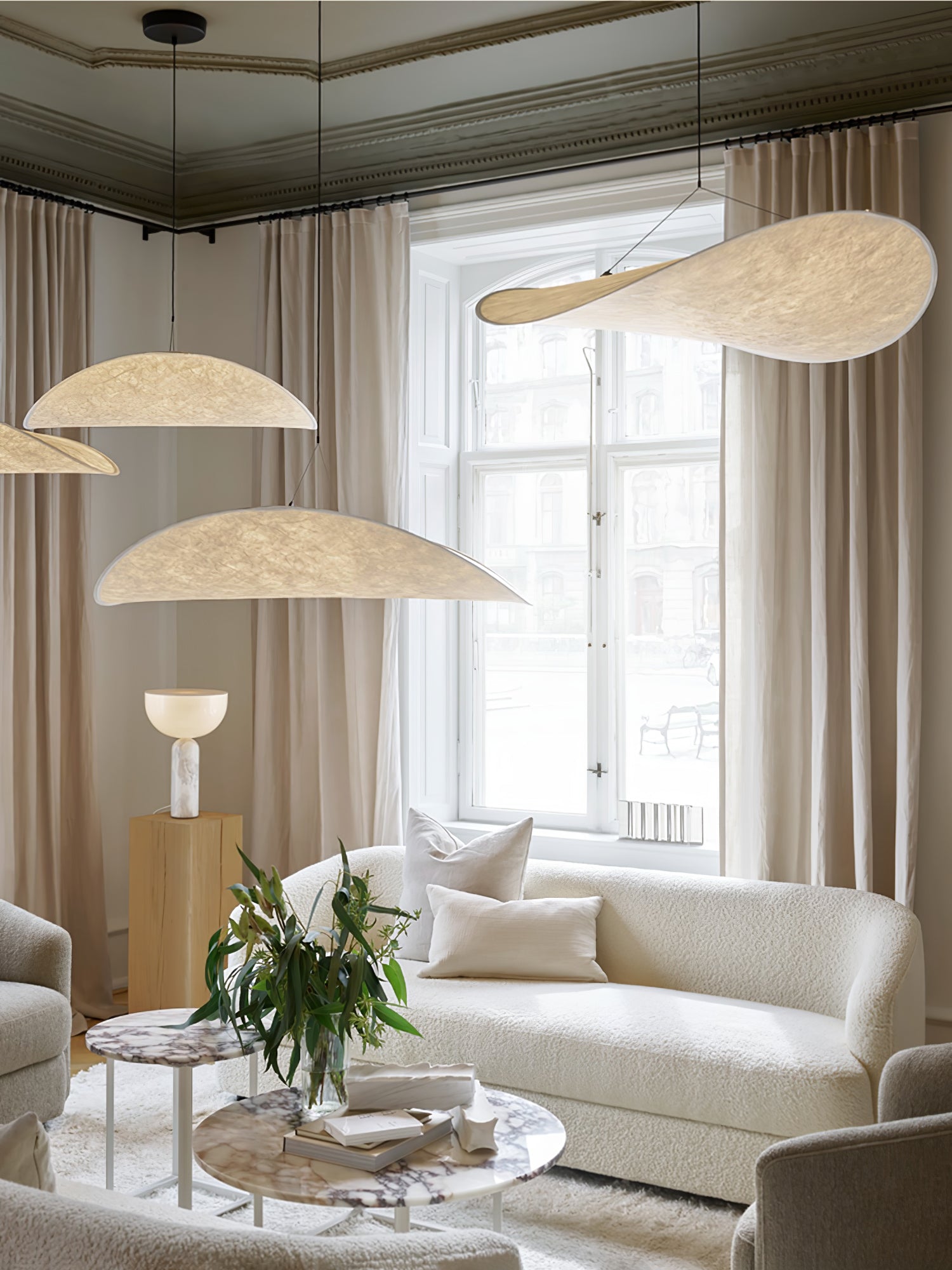 Tense Tyvek Pendant Lamp — Multi-Disc Arrangement