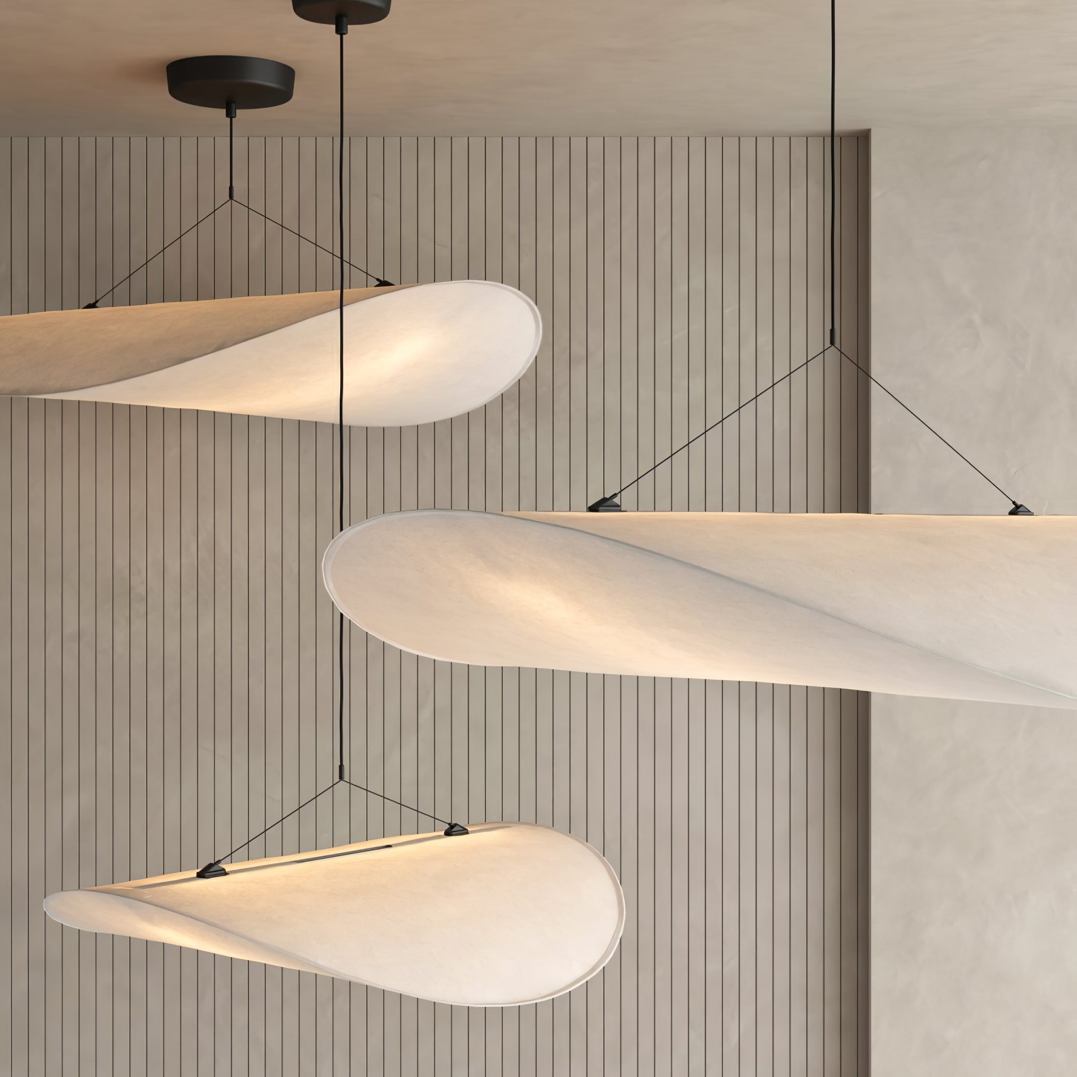 Tense Tyvek Pendant Lamp — Multi-Disc Arrangement