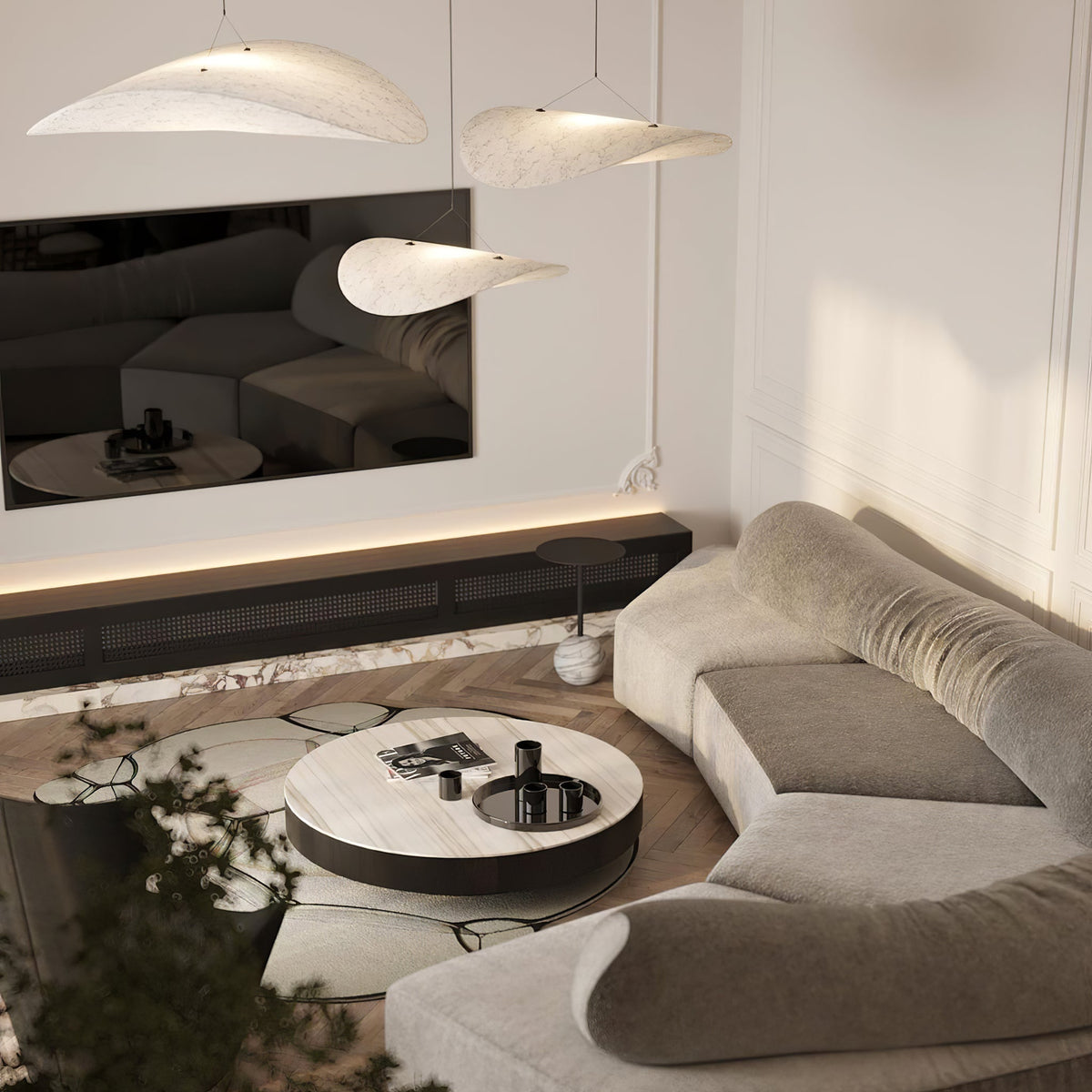 Tense Tyvek Pendant Lamp — Multi-Disc Arrangement