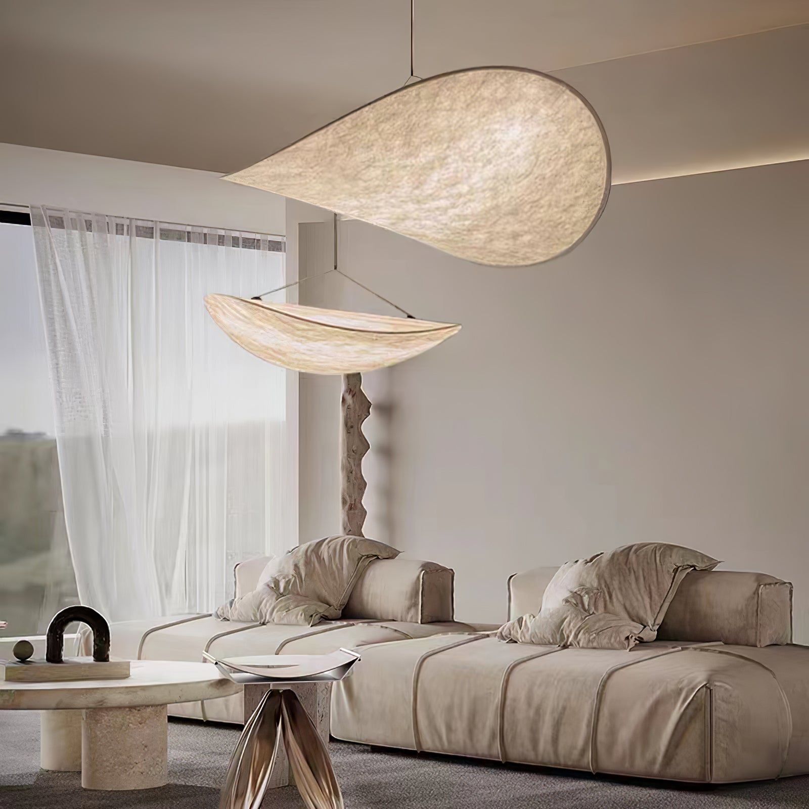 Tense Tyvek Pendant Lamp — Multi-Disc Arrangement