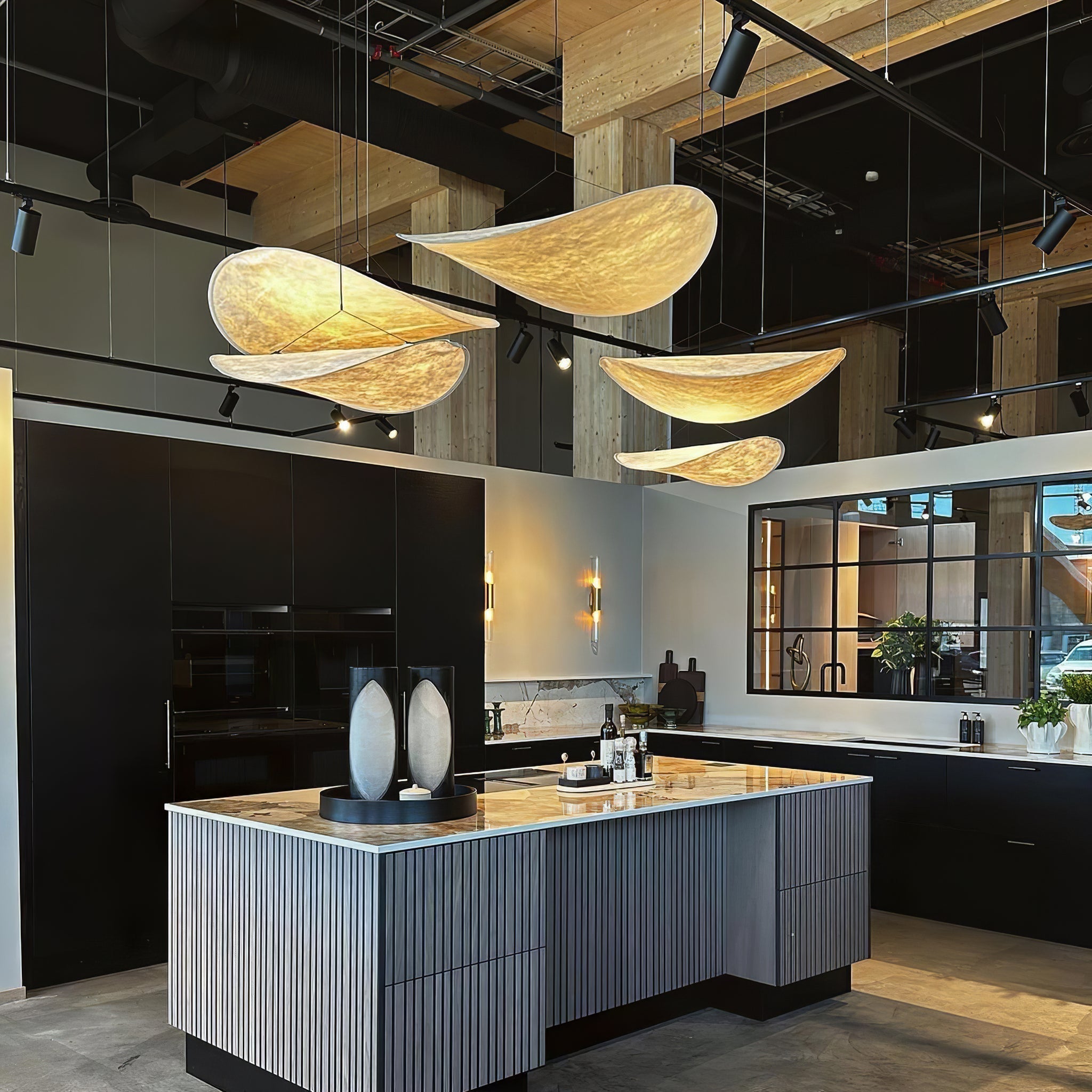 Tense Sculptural Pendant Light — Floating Silhouette & Multi Head Cluster Configuration
