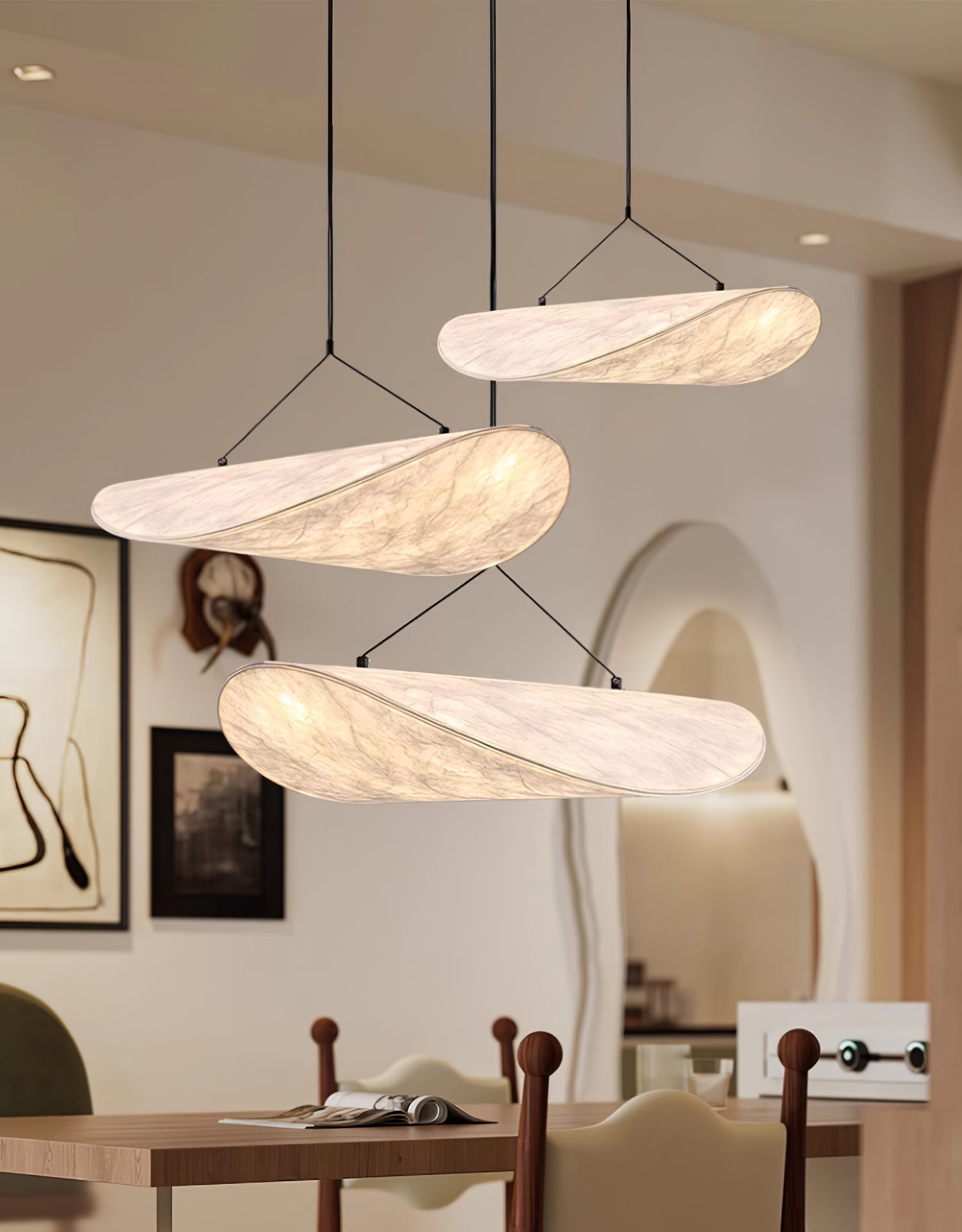 Tense Sculptural Pendant Light — Floating Silhouette & Multi Head Cluster Configuration