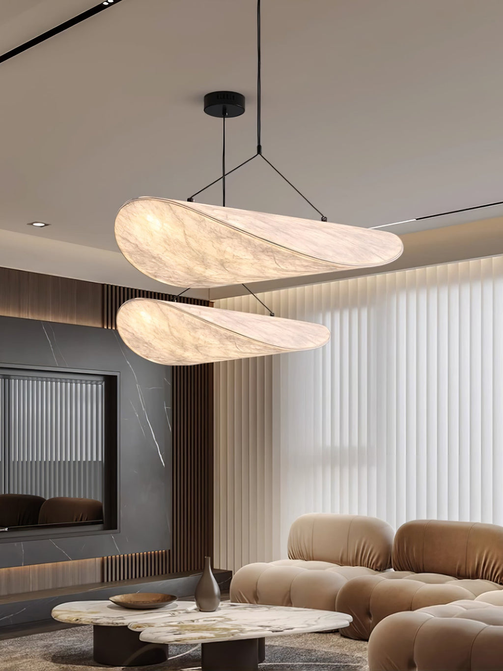 Tense Sculptural Pendant Light — Floating Silhouette & Multi Head Cluster Configuration