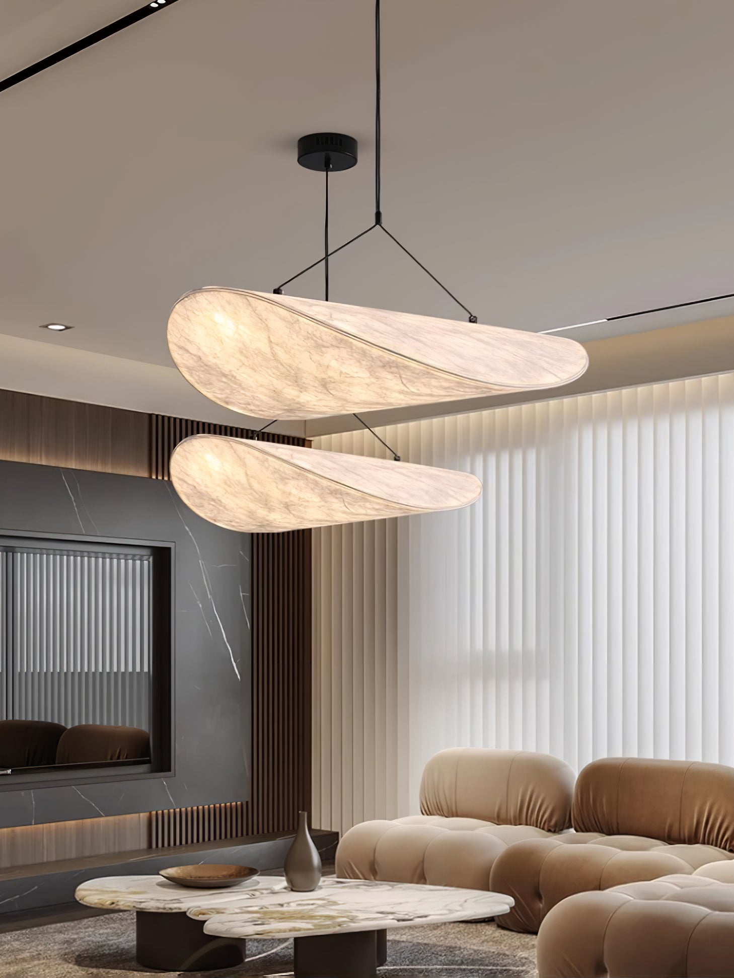 Tense Sculptural Pendant Light — Floating Silhouette & Multi Head Cluster Configuration