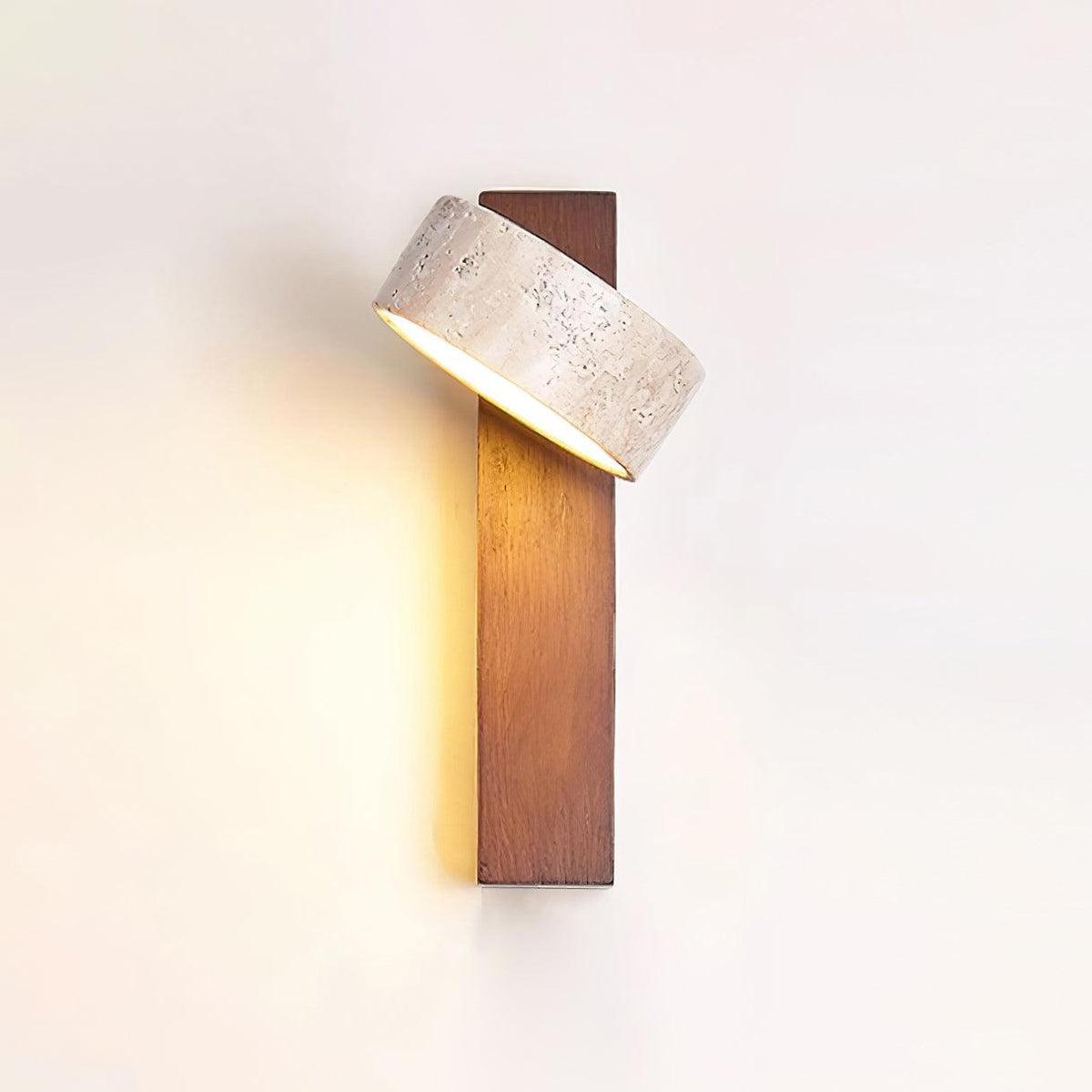 Ritta Wall Light Yellow Travertine Wood Beam