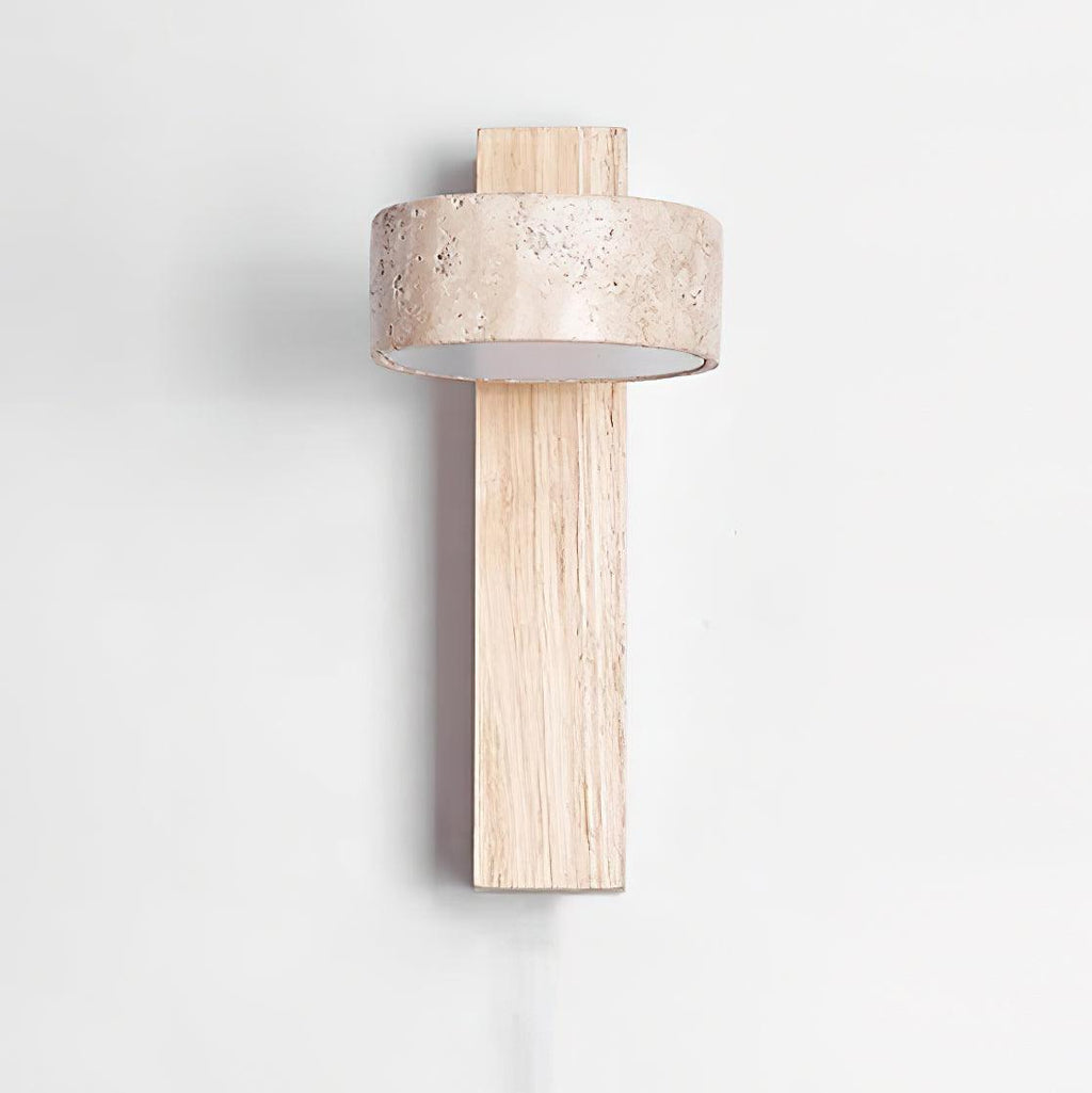 Ritta Wall Light Yellow Travertine Wood Beam