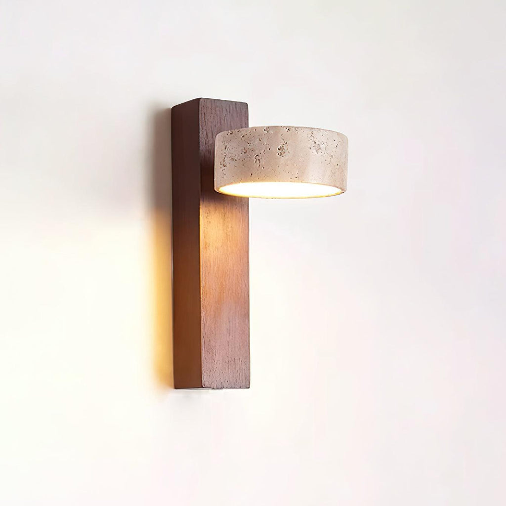 Ritta Wall Light Yellow Travertine Wood Beam