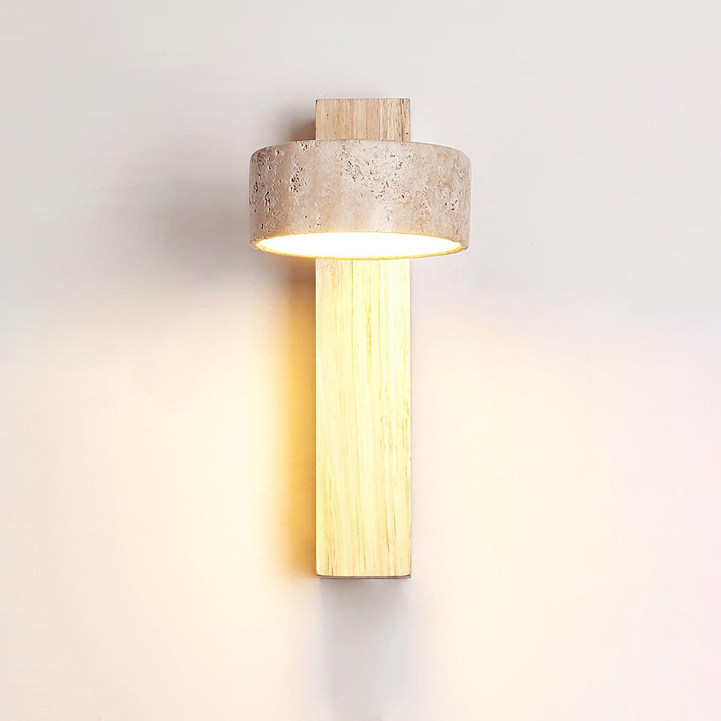 Ritta Wall Light Yellow Travertine Wood Beam