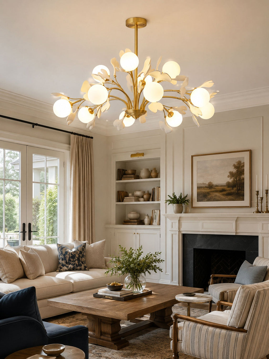 Thalassa Gingko Chandelier — Multi-Arm Design with Central Column