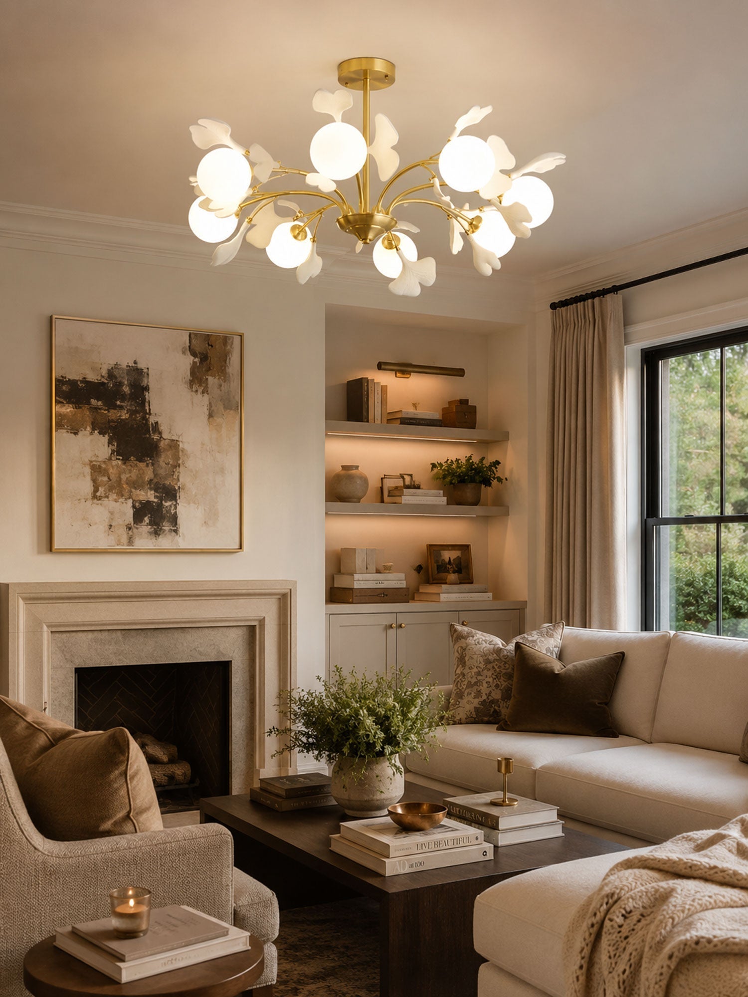 Thalassa Gingko Chandelier — Multi-Arm Design with Central Column