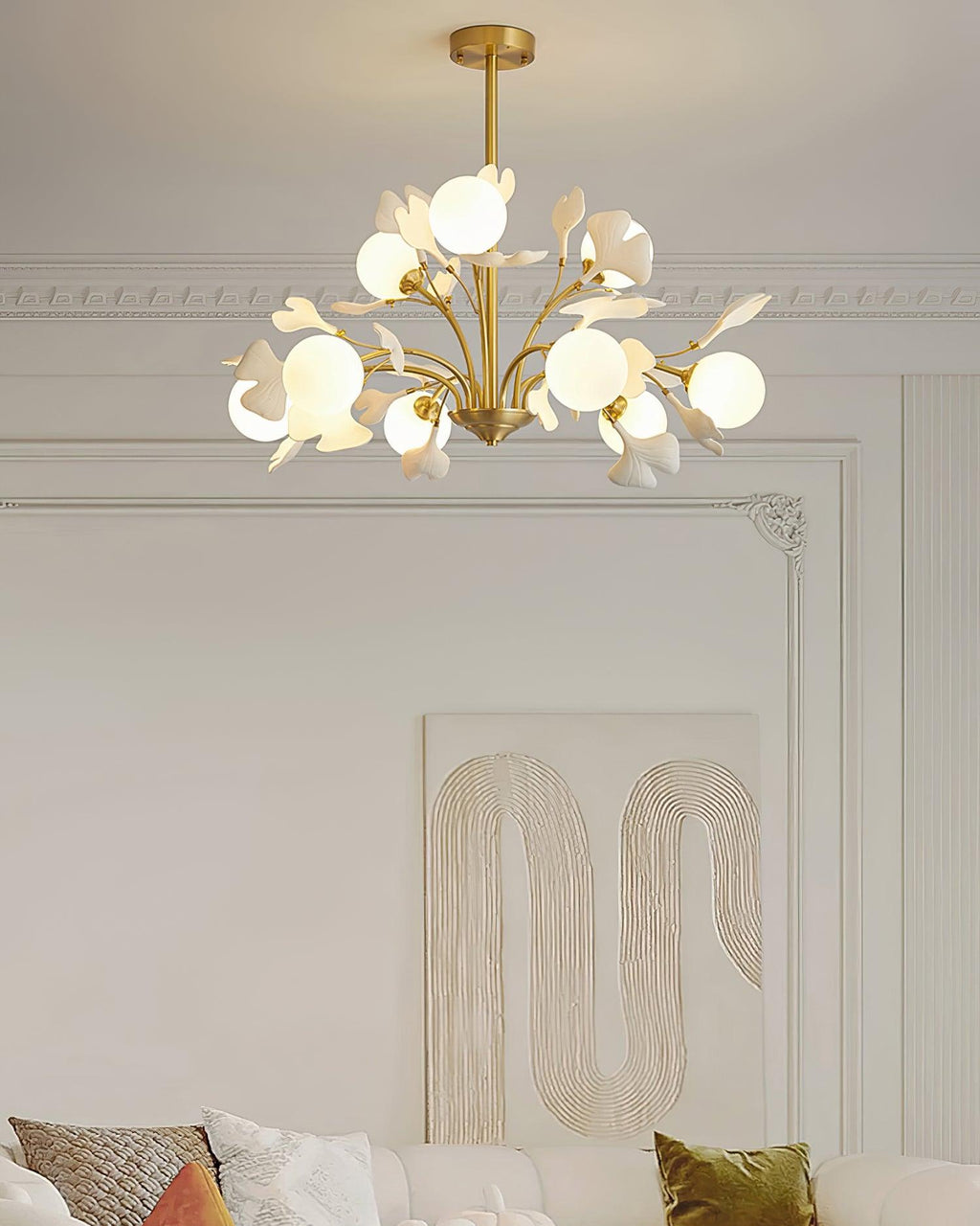 Thalassa Gingko Chandelier — Multi-Arm Design with Central Column