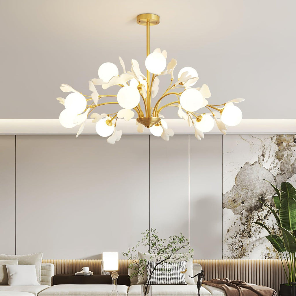 Thalassa Gingko Chandelier — Multi-Arm Design with Central Column