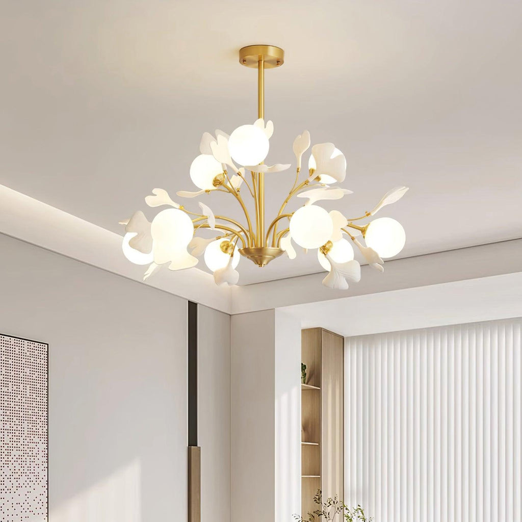 Thalassa Gingko Chandelier — Multi-Arm Design with Central Column