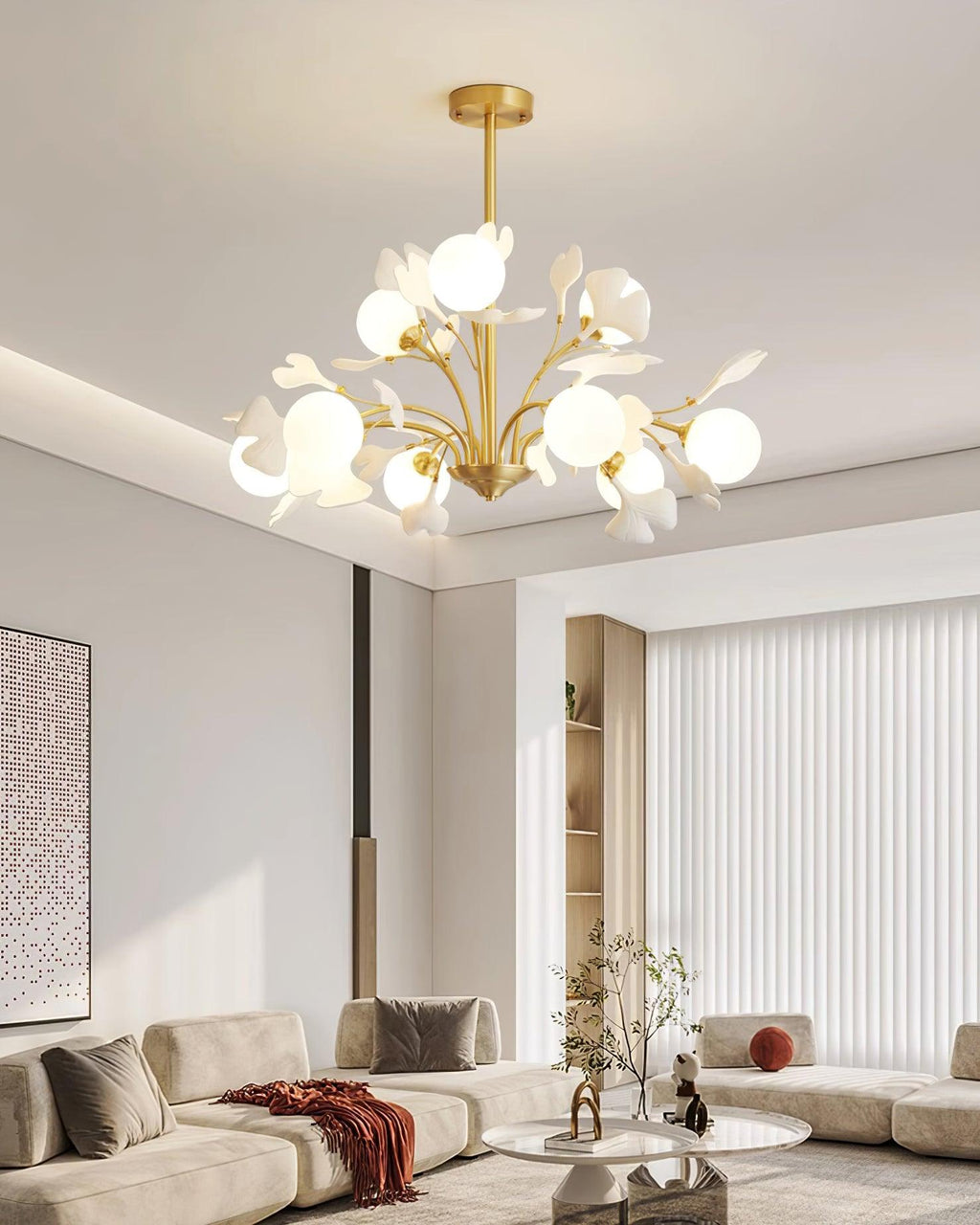 Thalassa Gingko Chandelier — Multi-Arm Design with Central Column