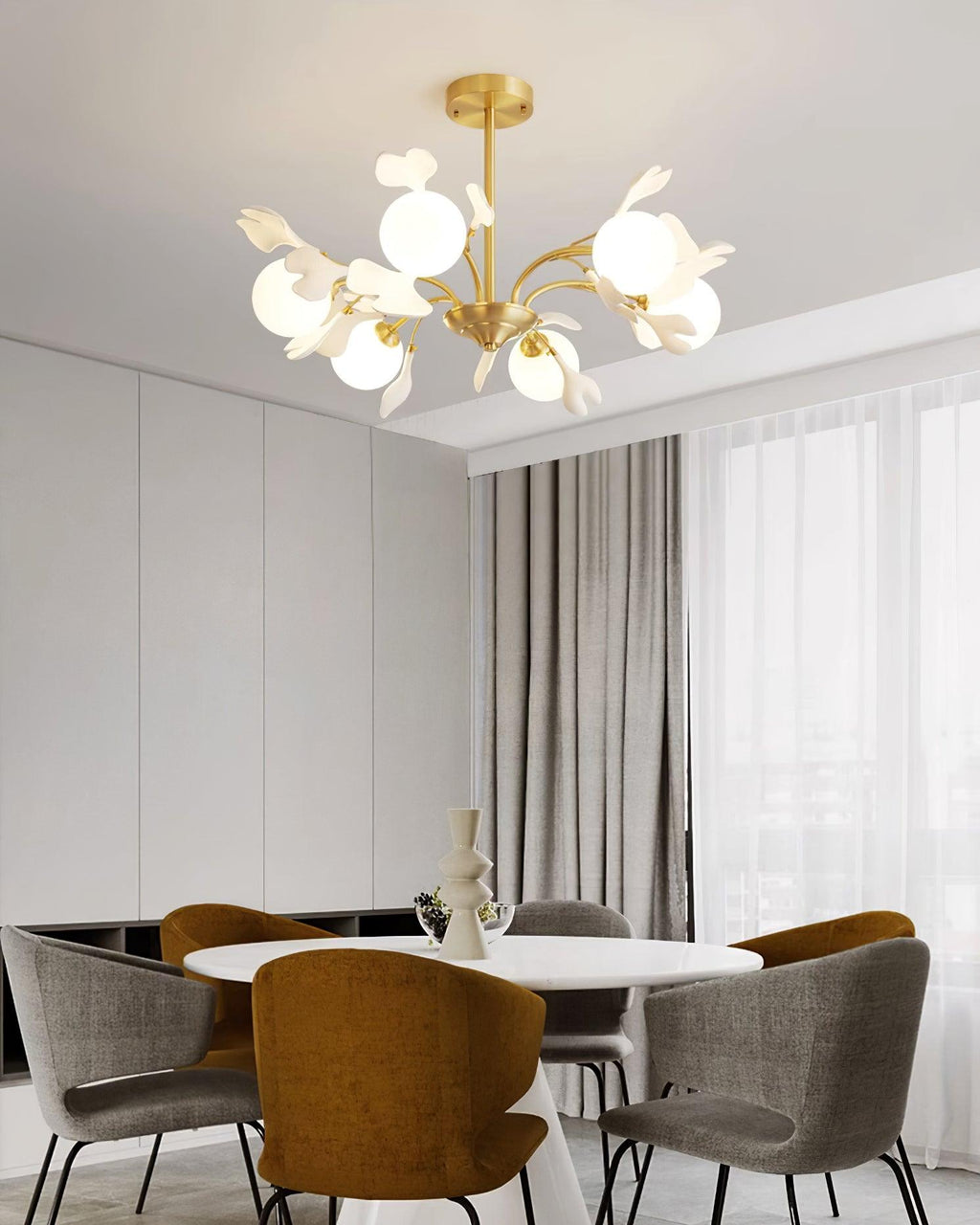Thalassa Gingko Chandelier — Multi-Arm Design with Central Column