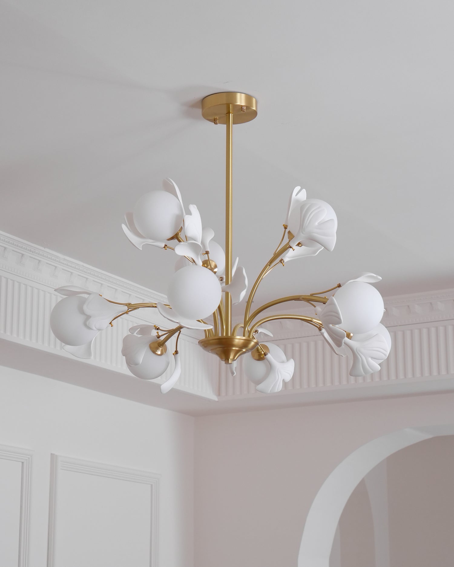 Thalassa Gingko Chandelier — Multi-Arm Design with Central Column