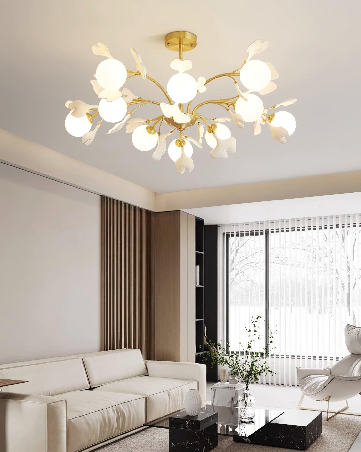 Thalassa Gingko Chandelier — Multi-Arm Design with Central Column