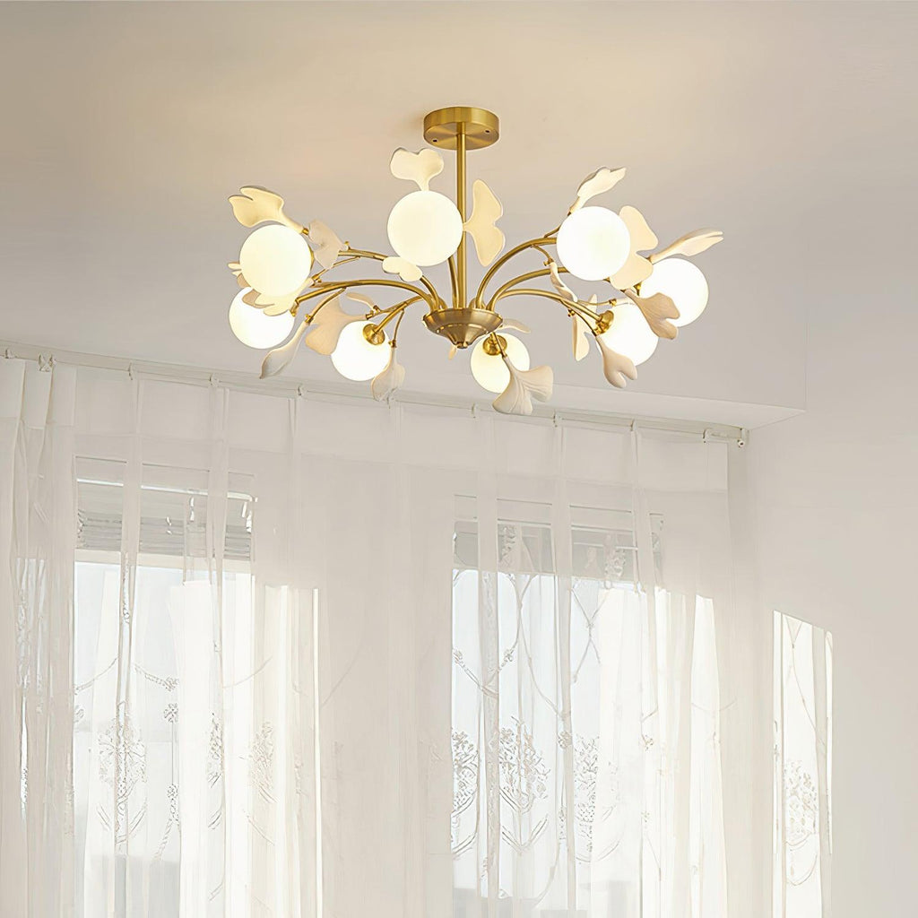 Thalassa Gingko Chandelier — Multi-Arm Design with Central Column