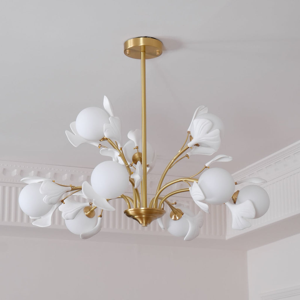 Thalassa Gingko Chandelier — Multi-Arm Design with Central Column