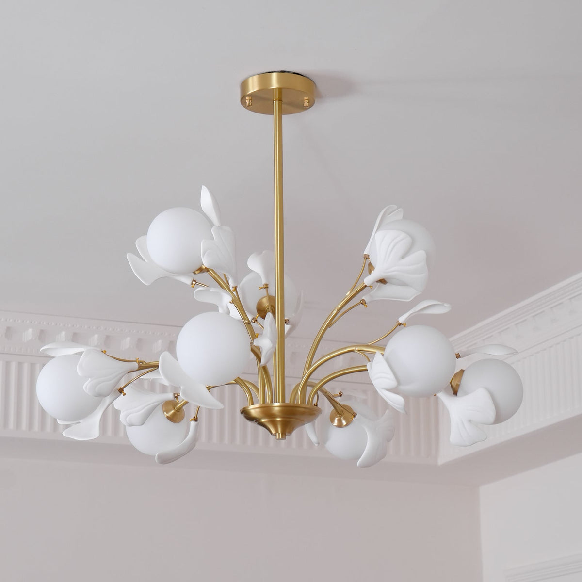 Thalassa Gingko Chandelier — Multi-Arm Design with Central Column