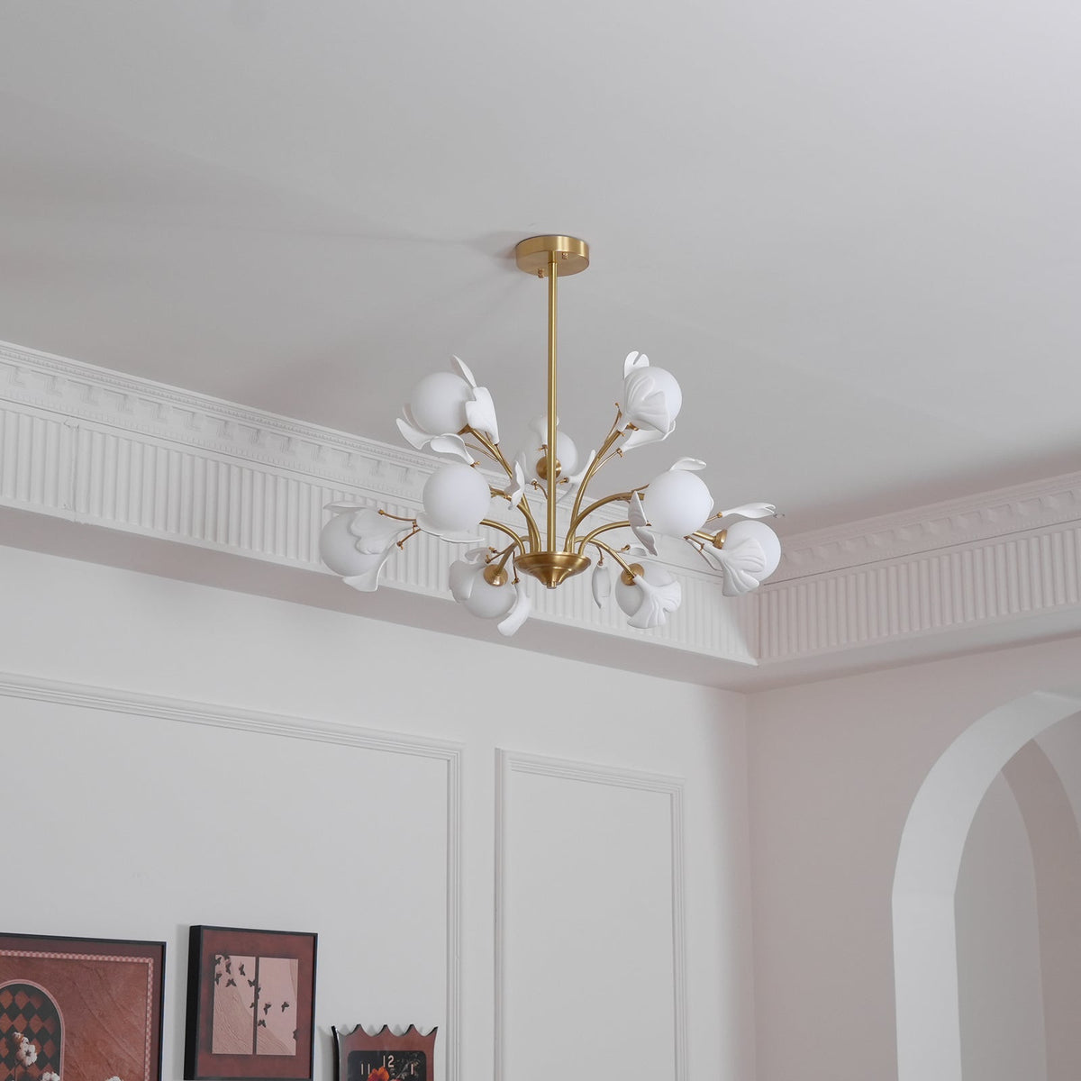 Thalassa Gingko Chandelier — Multi-Arm Design with Central Column