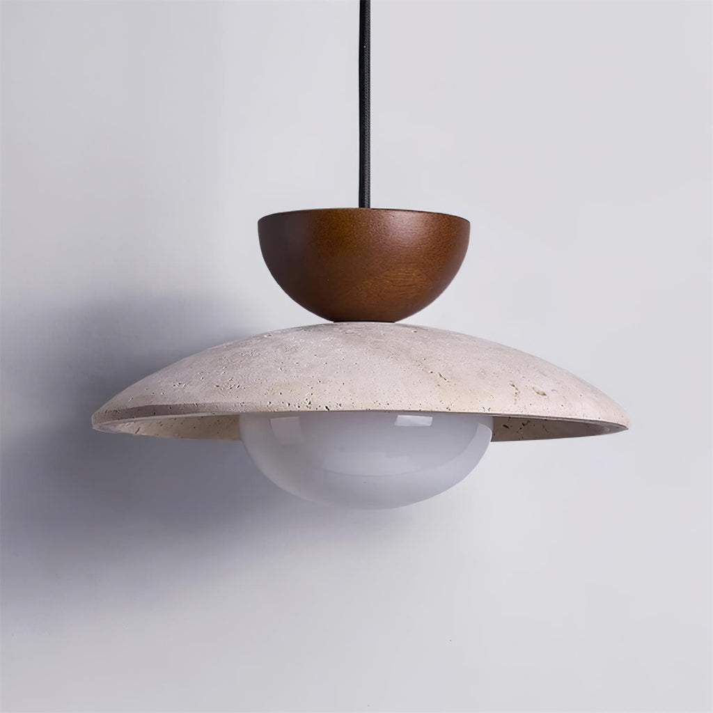 Naturalna lampa wisząca Ritta z trawertynu — nowoczesny design